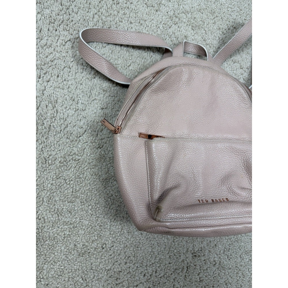 TED BAKER London Mini Backpack Bag Pink Pebble Leather Adjustable‎ - Picture 6 of 16